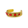 Bracelet de luxe en pierre rouge artificielle pour femmes, en acier inoxydable, couleur or, manchette, bijoux Vintage, accessoires, cadeau