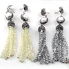 Baumelnde Ohrringe, modische handgefertigte gepflasterte Perlen-Link-Glas-Kristall-Quasten-Ohrringe für Frauen