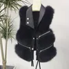 Damesvesten 2023 herfst wintermode faux bont jas vrouwen taille vrouwelijk jasje vest pluizige solide kleur voor dames