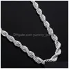 Kedjor Toppkvalitet M 925 Sterling Sier Twisted Rope Chains 16-30 tums halsband för kvinnor män mode diy smycken i bk droppleverans dhwi2