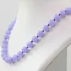 Chaînes Violet Violet Pierre Calcédoine Jades 8mm 10mm 12mm Perles Rondes Mode Bijoux À Bricoler Soi-Même Collier 18" B1025