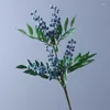 Dekoratif Çiçekler Yapay Kuzey Amerika Holly 75cm Berry Blueberry Tree Branch Düğün Ev Dekorasyon Tesisi