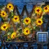 Nieuwheid verlichting 10m 100 LED ZONNELIJKE ZONDELIJKE SUNFLOWER ROSE STRING LICHT Licht Garland Fairy String Lights Green Leaf Vine Light For Garden Party Decor P230403