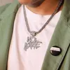 Hiphop-stijl diamanten letter gebroken hart hanger kroonknop Cubaanse ketting