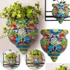 Trädgårdsdekorationer hartsblommor Pot Handmased Staty Flatbacked Wall Planter Crafts Decor for Home Gardening Orname Dhkhj