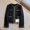 2023 herbst Schwarz Kontrast Farbe Jacke Langarm Rundhals Doppel Taschen Klassische Jacken Mantel Kurze Outwear Z3G310789