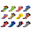 12 Pairs Lot Men Casual Summer Ankle Socks Colorful Happy Funny Combed Cotton Striped Novelty Hip Hop Tendy Short Socks261L