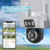 Bebek Monitörler 6MP 1296P ICSEE Uygulaması Çift Lens Çift Ekran PTZ IP Kubbe Kamera AI İnsaniid Algılama Tam Renk CCTV İntercom Bebek Monitörü Q231104