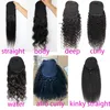 Brazilian Deep wave Human ponytail Wrap Around Pony Tail Clip In Hair Extensions Drawstring Ponytails Hairpiece For Black Women 120g jet black color 1