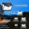 Novelbelysning Den nya 208 LED Solar Light Outdoors Motion Sensor Wall Light Garden Pathway Street Lamp Waterproof Solar Powered Spoodlight P230403