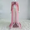 Maternity Dresses Dusty Pink Long Chiffon Pography Sweet Heart Lace For Po Shoot Slit Open Pregnancy 230404