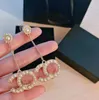 Dingle päronörhängen släpp gulddesigner för kvinna mode kanal varumärke inte blekna bröllop öron med lådor