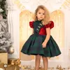 Flickans klänningar 0-12y baby flicka Autumn Winter Green Plaid Vintage Spanish England Princess Ball Gown Dress for Christmas Eid Causal 230403