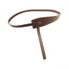 Bälten Kvinnor Coat Decoration Belt Enkelt mångsidig knuten bälte Retro Trend Smooth Buckle Belt Imitation Leather Girdle Z0404