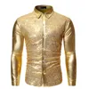 Vêtements de mode chemise pour hommes femmes lettre chemises décontractées vêtements de broderie chemise à paillettes Cool chemise de magasin de vêtements de danse dorée