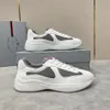 23s/s Luxury Americas Cup Sneaker Shoekers for Men Matte Valf in pelle blu Blu Bianco Bianco Sport Tecnico Solume Sole da esterno per esterni EU38-8L