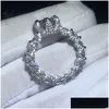 Bröllopsringar choucong unika vintage smycken 925 sterling sier stor rund klippt vit topas cz diamant promise kvinnor bröllop brud ring dhdjz