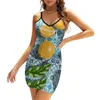 Abiti casual Sweet Marocco Tropical Limone piastrelle dipinto Eclettico abito da collo quadra estivo carino Stampa sciolta Elegante festa in spiaggia