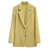 Women's Suits Yellow Blazers For Women Elegant Stylish Drape Korean Style 2023 Summer Suit Jacket Thin Section Design High-Quality Coat