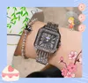 Quadratische römische Zifferblatt Frauen Liebhaber Uhr Quarz Batterie Tank Serie Uhr Iced Out Hip Hop Edelstahl Diamanten Ring Kette Armband Uhren Relojes de Lujo Geschenke