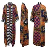 Spring Summer African Printed Outwear Women Causal 3/4 Sleeve Open Trench Coat Women Overcoat Beachwear