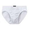 Underbyxor sexiga män bryter bomull mjuk underkläderpåse låg stigande underkläder fasta komfort trosor avslappnad elasticitet andas