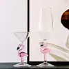 Kieliszki do wina 1 -częściowy elegancki różowy flamingo łodyga kieliszek szampan fletu fletu martini koktajl Burgundowy Puchar na imprezę barową imprezy