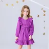 Girl Dresses 2-8 Years Little Girls Sweet Purple A-line Dress For Spring Autumn Long Sleeve Party Kids Elegant Princess