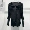 Женские блузки Miyake со складками, нерегулярная рубашка с длинными рукавами и ромбовидной отделкой вручную, весна 2023, нишевое дизайнерское модное повседневное пальто