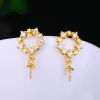 925 sterling Silver Women Earrings Cubic Zirconia 7-13mm Pearl أو Round Bead Semi Mount Earrings Gett