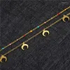Kedjor Europeiska och amerikanska dubbelskiktsmåne halsband geometrisk olja droppande halskedja rostfritt stål klavikel