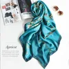 Sarongs Spanien Luxury Silk Scarf Women Designer Van Gogh Oil Målning Floral Silk Shawls Pashmina Ladies Wraps Scarves Foulard New Hijab P230403