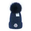 7 färger designer vuxen tjock stickad hatt utomhus varm med hårboll ull hatt unisex casual skullcap