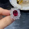 Anneaux de bande Bling Lab Ruby Ring 925 en argent sterling fête alliance anneaux pour femmes mariée fiançailles bijoux promesse cadeau d'anniversaire