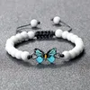 Strand Blue Butterfly Handmade Bracelet Bohemian Turquoise Agates Stone Beads Bangles For Women Men Charm Adjustable Wrist Jewelry