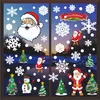Décorations de Noël Autocollants en verre de fenêtre de flocon de neige de grande taille Autocollants d'arbres de Noël du Père Noël pour les ornements de vacances de fête 11 Sh Amzog