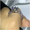 Bröllopsringar choucong unika vintage smycken 925 sterling sier stor rund klippt vit topas cz diamant promise kvinnor bröllop brud ring dhdjz