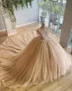 Light Pink Beaded Pearls 3D Flowers Hight Quinceanera Dresses 2023 Ball Gown Sweet Sixteen Dress Prom Party Gowns