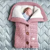 Schlafsäcke Baby Winter Dick gestrickte Tasche Infant Imitation Cashmere Liner Sleepsack Born Swaddle Wrap Kleinkind Kinderwagen Decke 230404