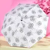 Parapluies noir revêtement soleil parapluie trois/cinq pliant fleur impression Parasol pluie Portable équipement entièrement automatique