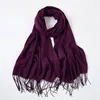 Scarves Large Soft Silky Pashmina Shawl Wrap Scarf Stole In Solid Colors Dark Purple One Size Bridal Shawls Summer Wraps And