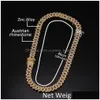 Bracelet & Necklace 12Mm Mens Iced Out Necklace Bracelet Bangle Set For Women S Thick Heavy Bling Miami Cuban Link Chain Hip Hop Rappe Dhlfc