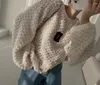 Chandails pour femmes coréen hors de l'épaule pull 2023 début automne col rond cardigan femmes lettre broderie en trois dimensions en vrac