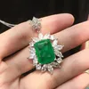 Wong Rain Vintage 100% 925 Sterling Silver Created Moissanite Emerald Gemstone Wedding Pendent Necklace Fine Jewelry Whole LJ2281C