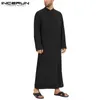 Abbigliamento etnico uomini musulmani jubba thobe maniche lunghe abiti traspiranti 2023 collare collare arabo islamico kaftan abaya s 5xl incerun 230403