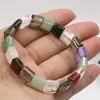 Strand Natural Mix Stone Agates Square Faceted 10mm Luxury High Quality Women Fashion Bracelet Gift Jewelry 7.5inch B1694