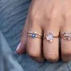 Clusterringen Eenvoudige Zirkonia Kleine Steen Dunne Ring Goud Blauw Cz Kleur Verloving Voor Vrouwen Boho Mode-sieraden Bruiloft Dames