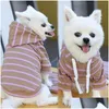 Dog Apparel Pet Clothes Stripe Hoodies French Bldog Spring For Small Medium Dogs Jacket Summer Cat Clothing Chihuahua Apparels Drop Dhtl4