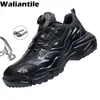 Защитная обувь Waliantile Роскошная мужская защитная обувь Легкие рабочие ботинки с защитой от перфорации Без шнурков со стальным носком Неразрушающая спортивная обувь Мужская 230404
