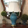 Bordslampor klassisk kinesisk stil lampa vardagsrum amerikansk blå full koppar sovrum sovrum dimning jingdezhen